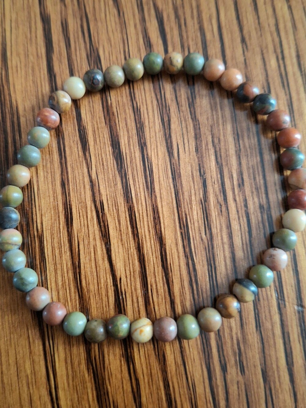Picasso Jasper Natural 4mm Beaded Stretchy Bracelet